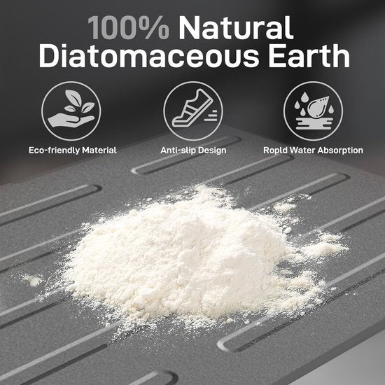 Superabsorberende stenen badmat, 100% natuurlijke diatomeeënaarde douchemat, antislip sneldrogende badkamervloermat, douchemat voor badkamervloer, gemakkelijk schoon te maken (donkergrijs)