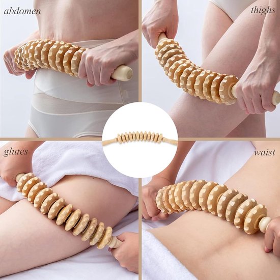 Massageroller hout & trigger houten set, massageroller met handgreep, massagestaafjes triggerpunt, rug massageapparaat hout, handmassagehulp voor benen en schouders, houten therapie massagegereedschap