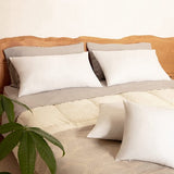 Kussen voor bed 65 x 65 cm Hoofdkussen Set van 2 binnenkussens hypoallergeen anti-mijt zachte kussenvulling met kussensloop katoen en polyester. Afneembaar en wasbaar slaapkussen voor in huis/hotel