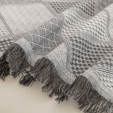 Diamantpatroon Bankkleed Deken Omkeerbaar XXL Grote bankkleed Bankhoes Decoratieve bankhoes Bankdekens voor het bedekken van sprei met kwastjes - Lichtgrijs, 180x340cm