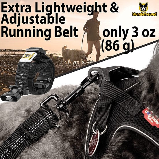 Jogginglijn voor grote honden tot 15 kg, vier elastische handgrepen met lichte banden, afneembare polsbanden met 2 kleine banden, oranje lussen (120 cm, reikbaar tot 170 cm)