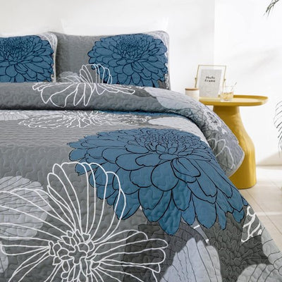 WONGS BEDDING Sprei van 220 x 240 cm, bedsprei, bohodeken, dekbed, 3-delig, tweepersoonsbed, doorgestikt, microvezel, woondeken met 2 kussenslopen, 50 x 75 cm, voor slaapkamer, als banksprei, paars
