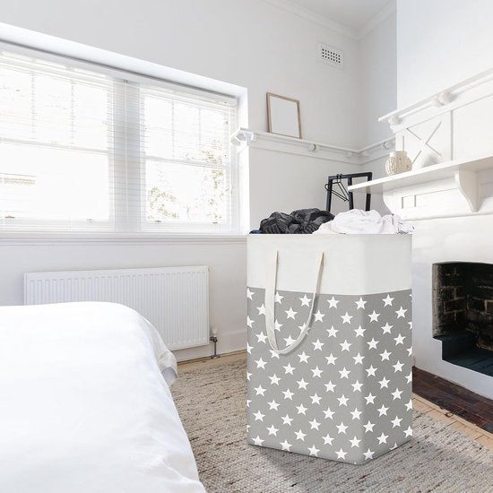 80L Vrijstaande opvouwbare wasmanden, katoen (Grey Star) Wegwerp