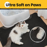 Kattenbakmat, hoogwaardige dubbellaagse waterdichte kattenmat, honingraatpatroon om de strooiverdeling te regelen, eenvoudige reiniging voor de kattenbakmat (zwart, groot, 76 x 61 cm)