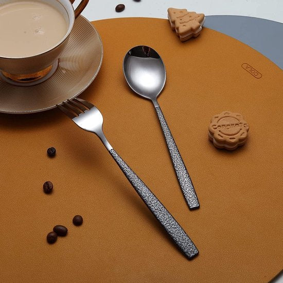 Bestekset 30 stuks coating met zwarte Marsgreep, roestvrij stalen mes lepel vorken bestekset bestek set bestek set service voor 6 personen