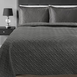 WOLTU - Sprei, bedsprei met geometrisch patroon - slaapkamer woondeken, zacht en huidvriendelijk - dekbed van microvezel met ultrasoon genaaid en gewatteerde deken - 220x240 cm, donkergrijs