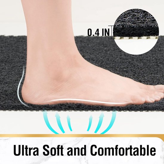 Antislip douchemat, 60 x 60 cm, badmat antislip met afvoer, zachte PVC Loofah antislipmat, badkuip, sneldrogende badmat, zwart