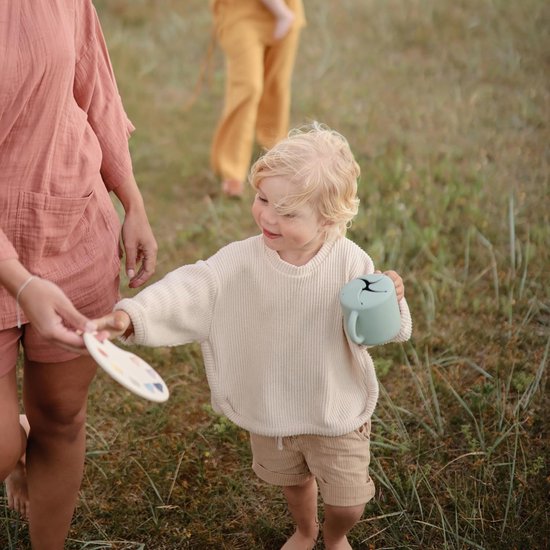 Cambridge Blue Snackbeker van silicone, broodtrommel voor onderweg, lekvrij en vaatwasmachinebestendig, veilige, hoogwaardige en duurzame eerste uitrusting, snackbox voor kleine kinderen,