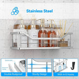 Doucheplank zonder boren, 3 stuks roestvrijstalen douchemand met 4 + 5 haken, grote capaciteit, doucherek voor badkamer, wasruimte, toilet, keuken, douche (zilver)