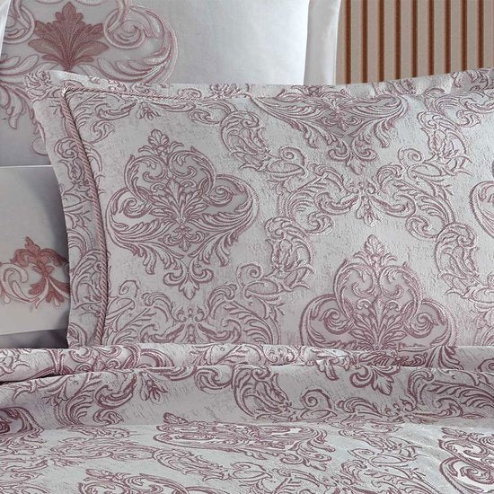 Beddengoedset, sprei 220 x 240 cm en 2 kussenslopen van 50 x 70 cm, sprei, sprei, jacquard, geweven woondeken, zacht en modern, roze