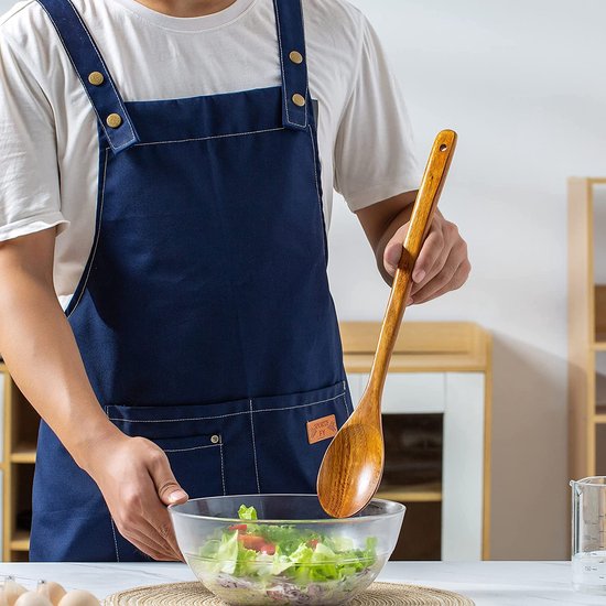 lepel met lange handgreep, 41,9 cm lange houten lepel, houten soeplepel voor koken en roeren