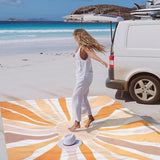 Picknickdeken zandvrij 280 x 300 cm waterdichte stranddeken voor 4-8 personen, lichtgewicht en draagbare sneldrogende strandmat, outdoor campingdeken voor strand, wandelen, reizen - Boheems