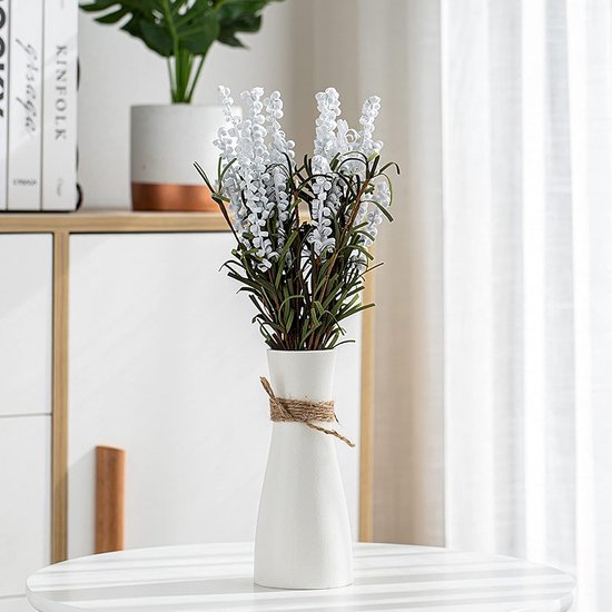 Witte keramische vaas voor pampasgras, ideaal voor het bewaren van gedroogde bloemen en verse bloemen, bloemenvaasdecoratie woonkamer, slaapkamer