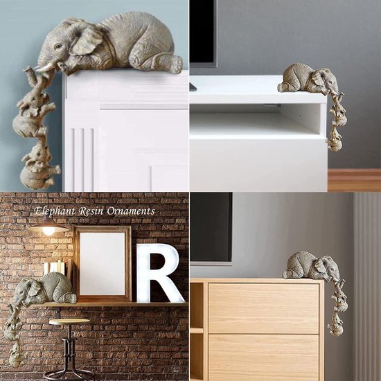 Mohito Olifant Standbeeld Figuur 3 Stuks Olifant Sculptuur Decoratie Set Hars Ambachtelijke Ornamenten voor Home Office Craft Decoratie Home Decor