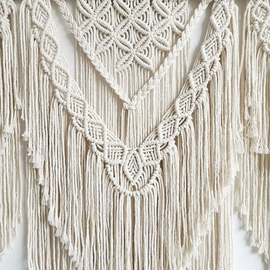 Macramé wandbehang kunst geweven tapijt boho decoratie chic home decor appartement slaapzaal kamerdecoratie, balkon decoratie, wanddecoratie boho (H)