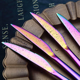 Bestekset, 12-delig, premium roestvrij staal, 6 tafelvorken en 6 tafelmessen, steakvorken voor 6 personen, vaatwasmachinebestendig (glanzend bont)