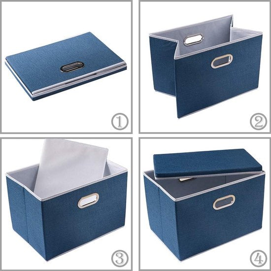 Opvouwbare opbergkubussen met deksel [Pack van 1] Opvouwbare stoffen opbergdozen Organizer Containermanden met deksel voor thuis (45x30x30cm)