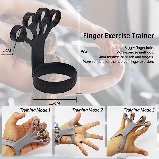 Handtrainer vingertrainer, 3 stuks siliconen handgrip-trainer, sterke vingerweerstandsbanden, vingerextensor voor gitaar, piano en klittenband, 3/4/5 kg