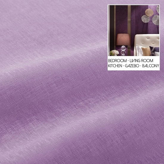 Vitrage, voile stof, halfdoorzichtig, kort, met ingestanste ringen, linnenlook, voor woonkamer, slaapkamer, kinderkamer, beige, 160 x 140 cm (h x b), 2-delige set