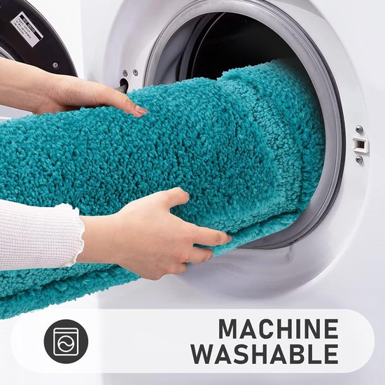 Microvezelbadmattenset, 3-delige antislip wasbare badmat en toiletmat, absorberende badkamertapijtset, turkoois