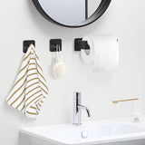 Toilet Paper Holder, No Drilling, Toilet Paper Holder, No Drilling with 2 Towel Hooks, Self-Adhesive Toilet Paper Roll Holder, Stainless Steel, No Drilling Toilet Paper Holder (Black)