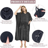 Beach Surf Poncho with Pocket, Water Absorbent Wetsuit, Changing Table Hoodie, Towel Poncho Bathrobe for Surfing, Swimming, Bathing for Adults, Men, Women, Sandproof