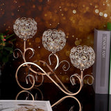 Gouden S-vormige kristallen kandelaar 3-armige kristallen schalen gemaakt van glas Metalen kandelaar Theelicht Decoratieve kandelaar Kaarsenhouder voor Kerstmis Halloween Bruiloft (groot)