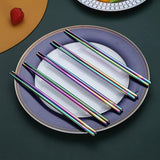 10 paar herbruikbare eetstokjes, titanium regenboogcoating roestvrijstalen metalen eetstokjes, Japanse Chinese Koreaanse eetstokjes vaatwasmachinebestendig, 8,9 inch (kleurrijk / eetstokjes)