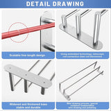 Towel Rail No Drilling - Towel Rail Bathroom Extendable 37-70 cm - Stainless Steel Towel Rail Wall Shelf for Bathroom Kitchen - 2 Installation Methods, Silver