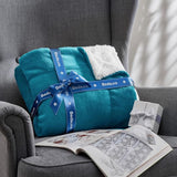 Deken voor de bank, knuffeldeken, turquoise, warme Sherpa bankovertrek, deken, dikke bankdeken, 230 x 270 cm, wollige woondeken voor de bank