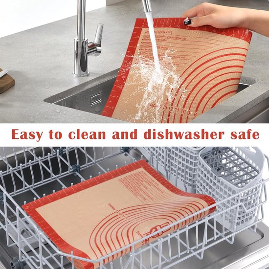 Extra dikke antislip-bakmat van siliconen, grote XXL-deegonderlegger, deegmat met maatverdelingen voor fondant/pizza, BPA-vrij