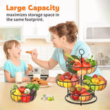 Fruitmandstandaard 5 niveaus Fruitschaal Metaal Mat voor meer ruimte op het werkblad Keukenstandaard met fruitschalen Organizer voor brood, snacks, groenten (zwart)