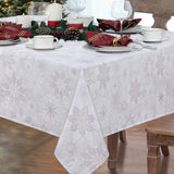 Kerstmis grijs tafelkleed, sneeuwvlokken waterdicht tafelkleed vierkant lotuseffect, bloemen wasbaar kreukvrij tafelkleed voor vakantie diner party, 140 x 140 cm