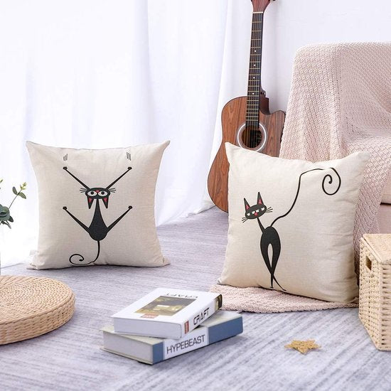 Kussenovertrek, decoratieve, 4-delige set van 45 x 45 cm linnen overtrekken, sierkussenovertrekken, voor de bank, auto, slaapkamer, thuis, ter decoratie, 45 x 45 cm