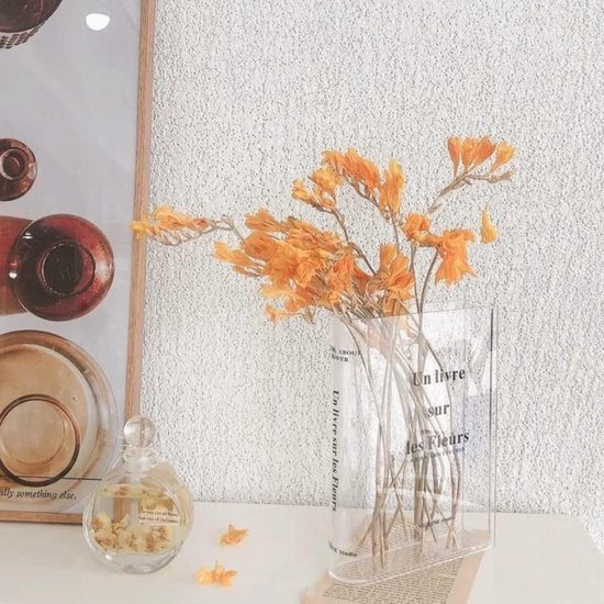 Boekenvaas, Heldere Boekenvaas, Tulpenvaas, Tafeldecoratie, Bloemenvaas, Kleine Vazen voor Tafeldecoratie, Heldere Boekenvaas, Bloemenvaas van helder acryl voor bloemen of kunstbloemen