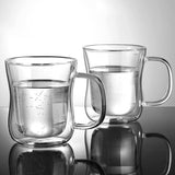 ecooe Dubbelwandige latte macchiato-glazen, set van 2 stuks, van borosilicaatglas, koffiekopjes, 350 ml, koffieglas, theeglazen met handvat, voor cappuccino, latte macchiato, thee, ijs, melk, bier