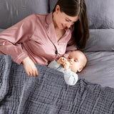 baby-inbakdoek, mousselinedoek, 120 x 105 cm, ademende mousselinedoeken, katoen, mousselinedoeken, baby, baby-inbakerdekendoeken voor jongens en meisjes (grijs)