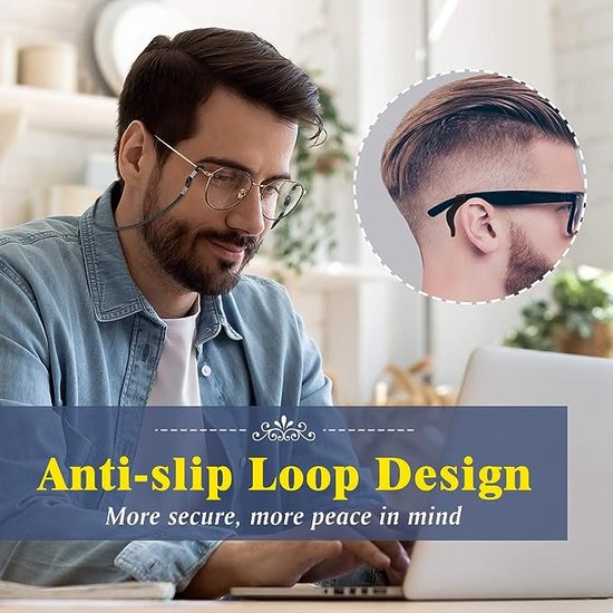 Brilband, 4 stuks, PU-lederen brilketting, brilkoord, verstelbaar, zonnebrilband, zonnebrilhouder, brilhouder voor dames en heren, zwart