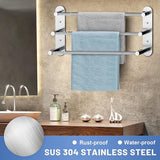 Towel Rail No Drilling - Towel Rail Bathroom Extendable 37-70 cm - Stainless Steel Towel Rail Wall Shelf for Bathroom Kitchen - 2 Installation Methods, Silver