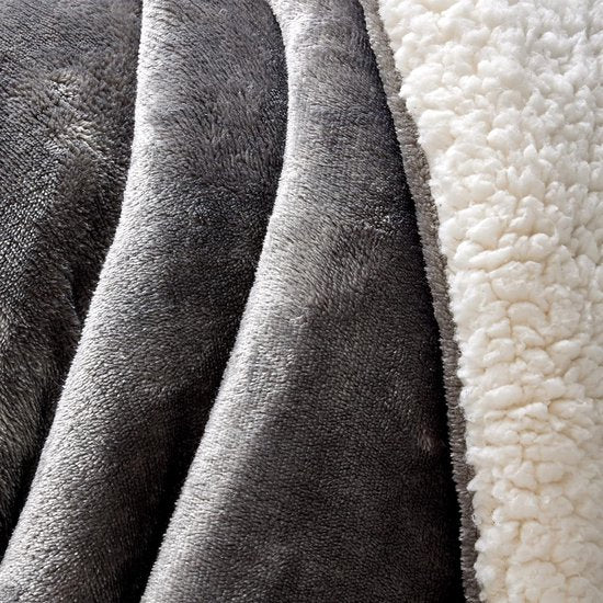 Sherpa knuffeldeken, pluizige hoogwaardige deken, superzachte fleecedeken als woonkamerdeken, sprei, warme banksprei, grijs, 152 x 203 cm