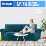 Thick fluwelen bankovertrekken, 3-zits - super stretch, antislip, voor honden- en kattenharen, huisdiervriendelijk- 1-delige elastische meubelbescherming, pluche bankovertrekken, 3-zits - Zwartgroen