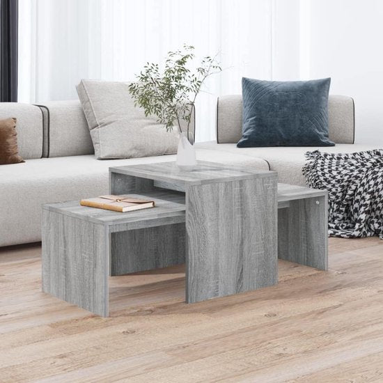 Salontafel set grijs Sonoma 100x48x40 cm hout materiaal