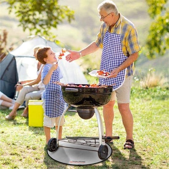 Vuurvaste onderlaag 61 cm, vuurplaatsmat voor dek, hittebestendige vuurplaatsmat, rond, glasvezel aluminiumfolie vuurplaatsmat voor houtverbranding, houtskoolgrill, gras, buitengazon