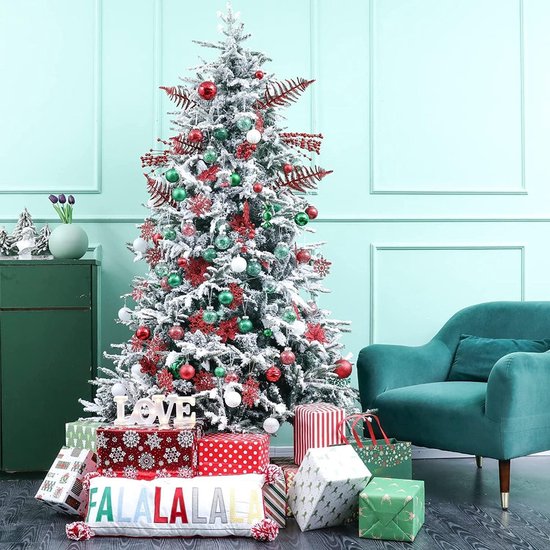 24 stuks kerstballen, rood, kerstballen, boomversiering, heldere kerstballen van kunststof, voor vakantie, bruiloft, kerstdecoratie, boomversiering (60 mm)