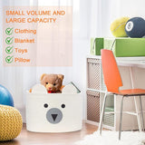 Katoenen kinderopbergmand voor speelgoed en wasgoed, wasmand en speelgoedmand in één, kinderkamerdecoratie witte beer