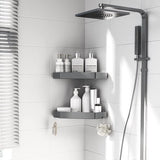 Doucheplank zonder boren doucherek aluminium driehoek douchemanden 2 stuks badkamerrek met 2 haken badkamerrek keukenrekken, lichtgrijs