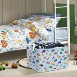 Blauw voertuig, vrachtwagen, jongens, kubus, opbergmand voor babykamer, graafmachine, auto, waterdicht, rechthoekig, stof, plankmanden, kleding, speelgoed, kinderopbergdoos, 36 x 26 x 23 cm