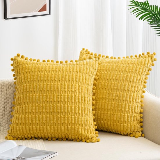 Set van 2 kussenslopen, 40 x 40 cm, corduroy fluweel, sofakussen, zachte kussenhoezen, boho-kussenslopen, sierkussen, moderne kussens, decoratie voor bank, slaapkamer, thuis, aut