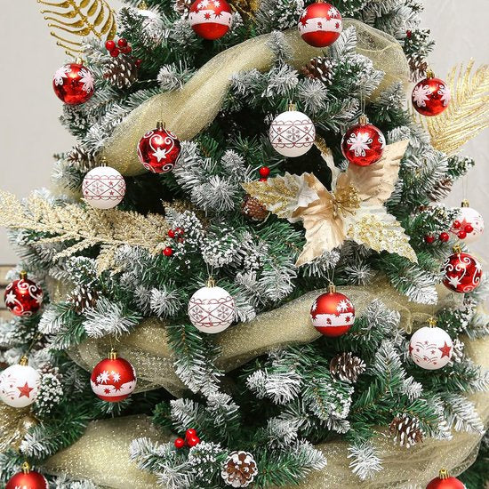 30 stuks 6 cm onbreekbaar rood wit kerstboom kerstballen voor feest bruiloft kerstvakantie