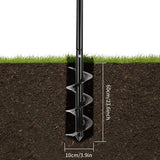 Tuinboorset, grondboorboor met antislip handgreep, tuinboor-spiraalboor, snelplanten-hekpaalboor voor het planten van bomen, diepkweken, zaailingen, 10 x 60 cm